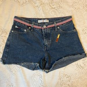 Tommy Hilfiger vintage jean shorts women American flag high waisted unique